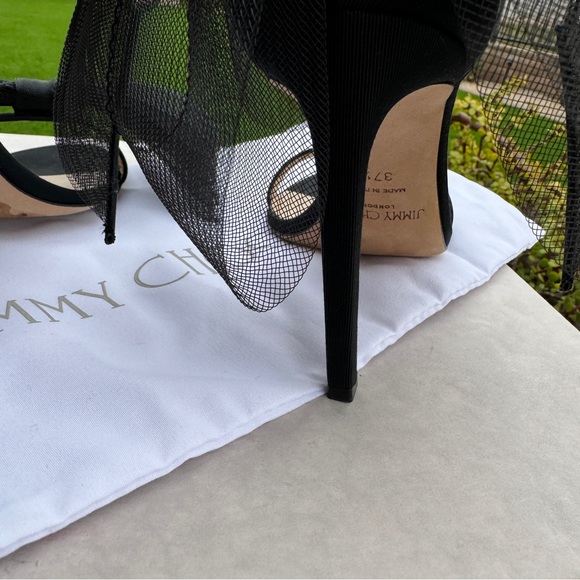 SOLD Jimmy Choo Aveline 100 Asymmetric Grosgrain Sandal Heel - Picture 12 of 15